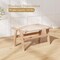 Costway 1/2 PCS Teak Wood Ottoman Footstool with Braided Rope for Living Room Bedroom Office